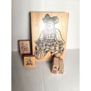 VTG Lot Of 7 Rubber Stamps Teddy Bears Heart Bear Stamp Stamping Scrapbooking